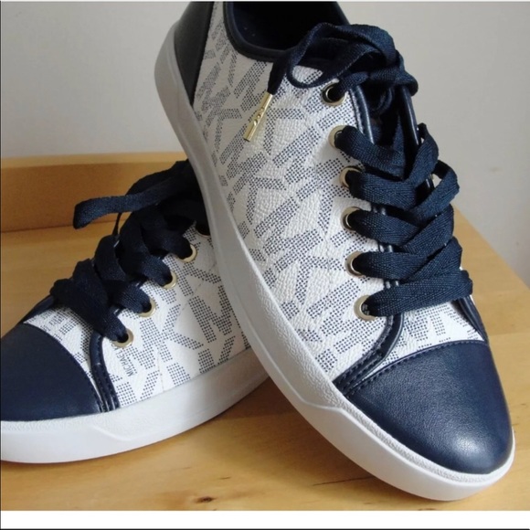 blue and white michael kors shoes